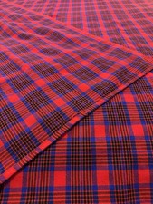 Maasai Like Tribal Shuka Throw Blanket Wrap Bedspread Red Blue Black 60 X 76