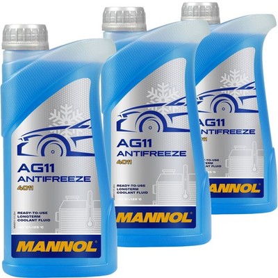 3x 1 L MANNOL AG11 BLAU bis -40°C KÜHLERFROSTSCHUTZ KÜHLMITTEL FERTIGGEMISCH