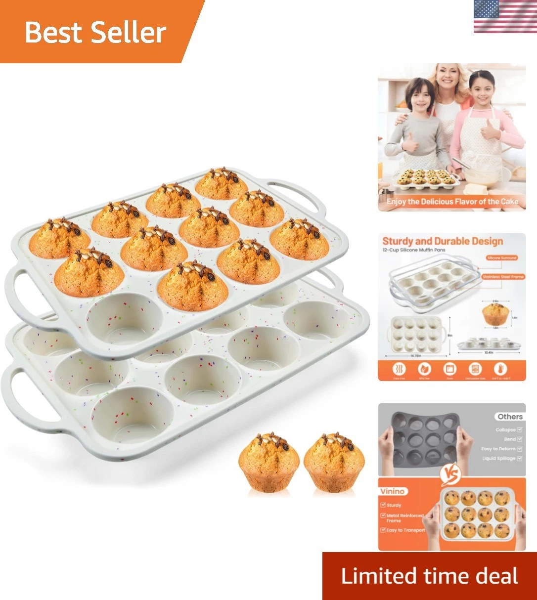 Versatile Silicone Muffin Pans – 2-Pack Baking Mold, Perfect for Holiday Treats