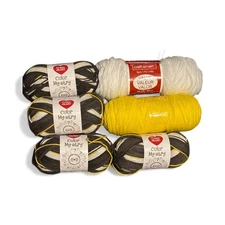 Red Heart Color My-stry Yarn in Yellow/Grey: Lot of 4 plus 2 bonus skeins
