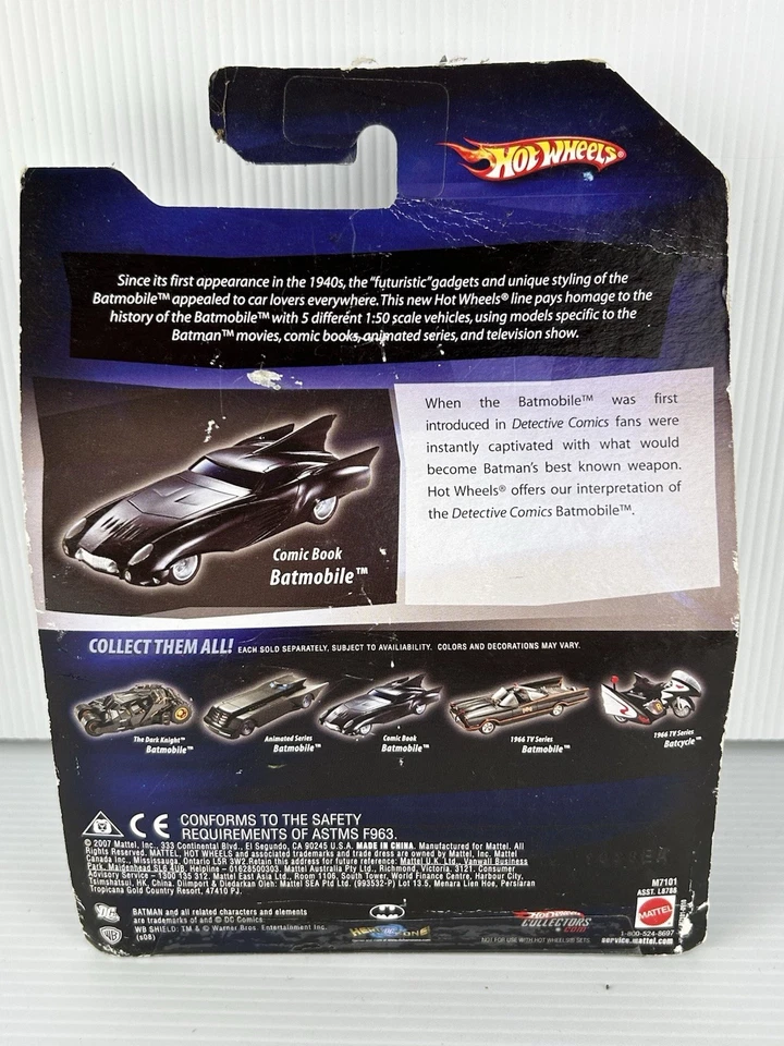 Hot Wheels 1/50 Batman Series 1 Comic Book Batmobile MOC 2007 New - Image 4 of 4
