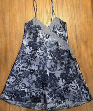 Expressions by California Dynasty Satin Floral Full Slip Blue Small