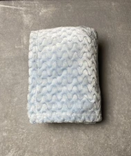 Etoile Baby Blanket Blue Wavy Embossed Plush Soft Fleece Security Lovey 30"x40"