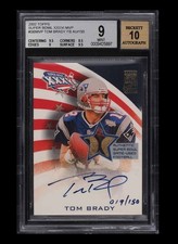 2002 TOPPS TOM BRADY GAME USED SUPER BOWL MVP RELIC PATCH /150 BGS 9 w/10 AUTO