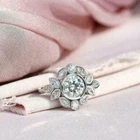 2.20CT Round Cut Moissanite Vintage Art Deco Engagement Ring 14K White Gold Over