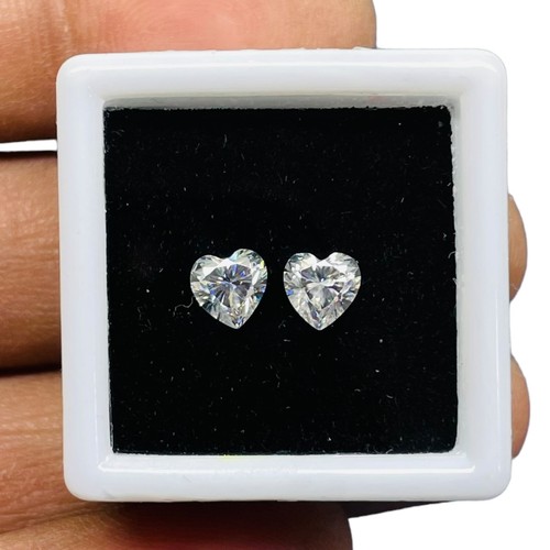 VVS 2 Pcs D Color Loose White Moissanite 5mm Heart Cut AAA Quality Dazzling Gems - Picture 7 of 8