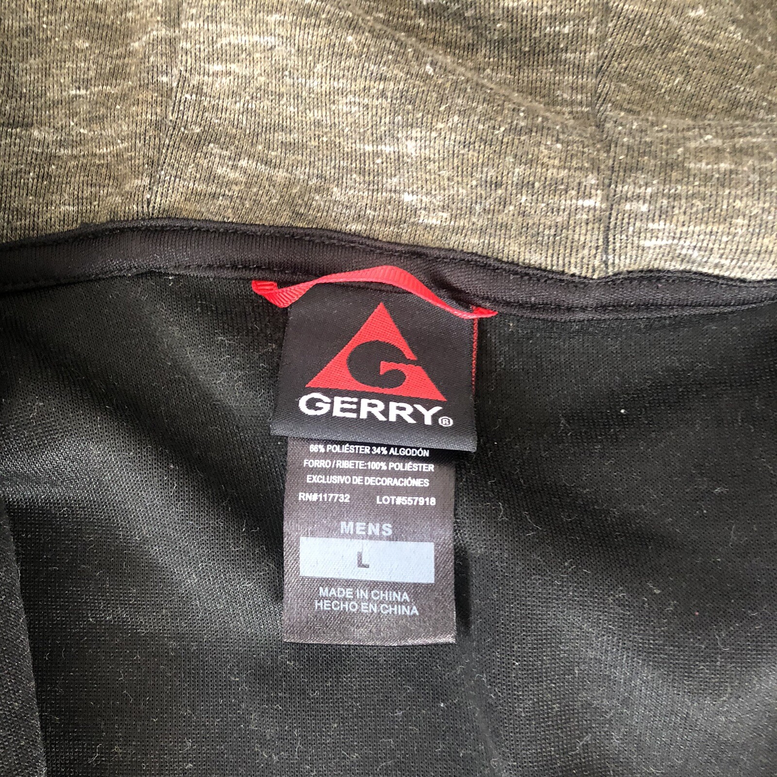 Gerry Hoodie Full Zip Jacket Sweater 1132236 Olive Green Mens Size