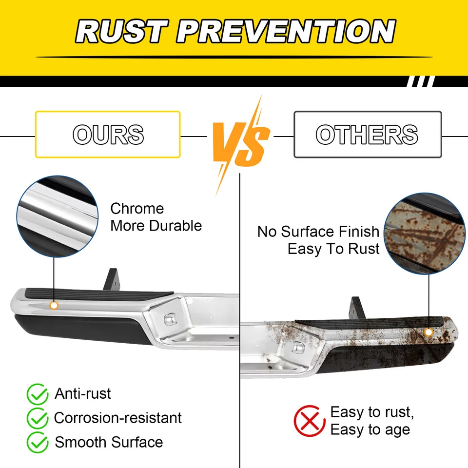 Conjunto de parachoques trasero para Dodge Dakota 1997-2003 2004 acero cromado con soporte Foto 3 de 4