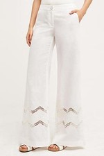 NWT ANTHROPOLOGIE OPENWORK WIDE-LEGS WHITE TROUSER PANTS by ELEVENSES 2