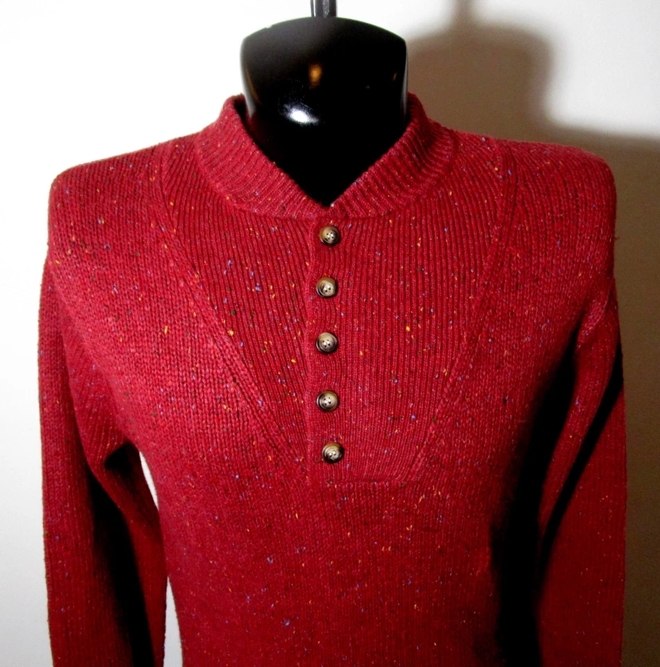 Suéter SCANDIA WOODS Rojo Quemado Henley Mezcla Lana Para Hombre Talla S Nuevo Sin Etiquetas Foto 2 de 4