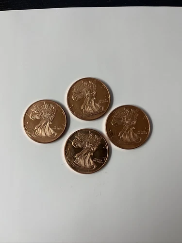 1 oz .999 Fine Copper Round, Walking Liberty  Golden State Mint Lot Of 4 Coins