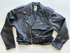 Vintage 80s Star Cody Black Punk Goth Leather Moto Biker Jacket Belt Size L