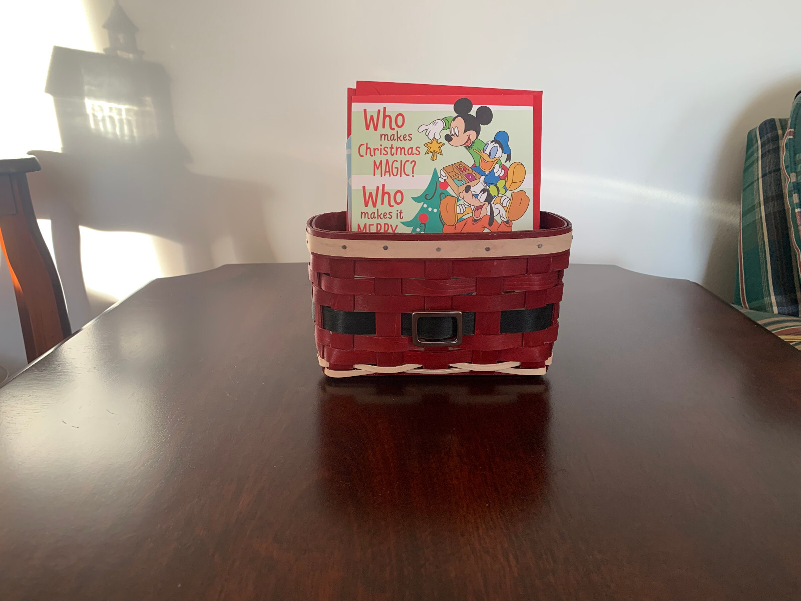 Longaberger Santa Belly Card Holder Basket including plastic protector