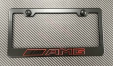 1x Blackred Amg 3d Emblem Black Stainless License Plate Frame Rust Free