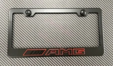1x (black/red) AMG 3D Emblem BLACK Stainless License Plate Frame RUST FREE