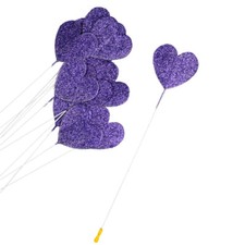 Bulk Lot of 144 Purple Glittered Heart Valentine's Day 15" Picks