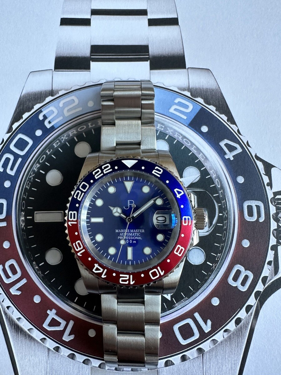 seiko nh35 JP custom watch 40mm automatic watch Pepsi Bezel Blue