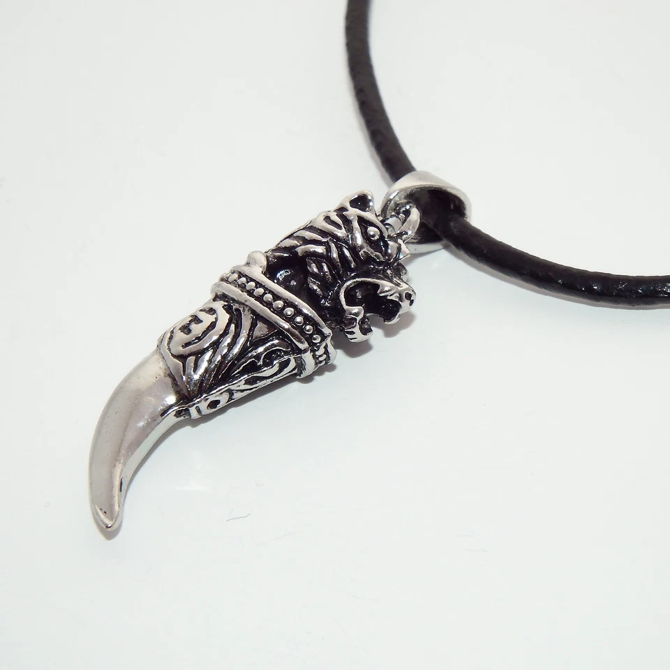 Anhänger Zahn Tigerkopf Wolfszahn Kralle Haifisch Edelstahl Schmuck Kette  - Bild 3 von 4