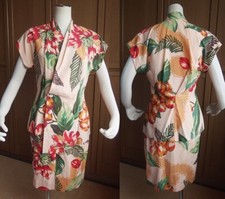 VINTAGE KANSAI YAMAMOTO Lady's ALOHA ENSEMBLES KIMONO COLLAR JACKET  SKIRT