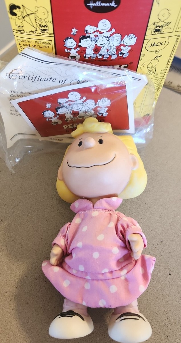 Peanuts Gallery Sally Jointed Porcelain Doll Hallmark Limited Pink