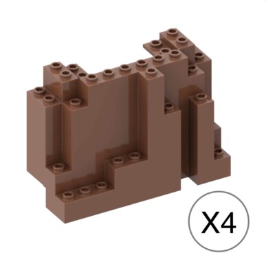 Lego 4 Pieces Reddish Brown Panel 4x10x6 Rock Rectangular