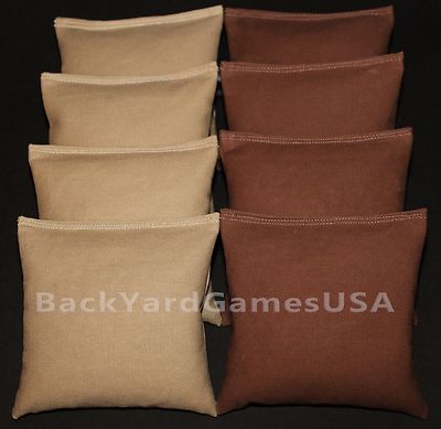 ALL WEATHER CORNHOLE BEAN BAGS Khaki Tan Brown Plastic Resin Filled WATERPROOF 