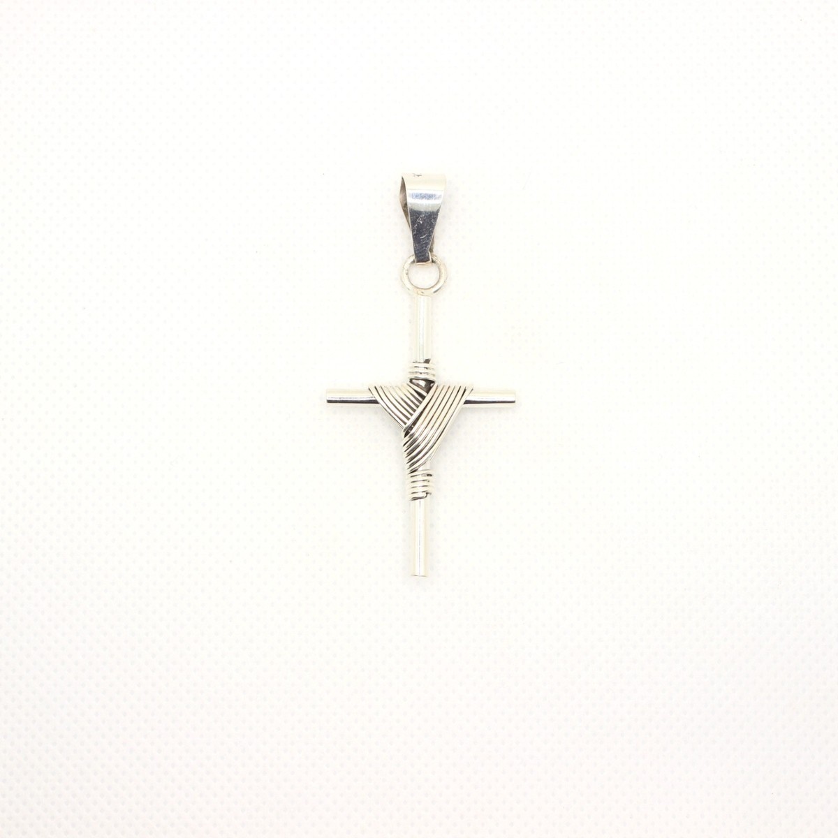 925 Sterling Silver Wire Wrapped Cylindrical Cross Pendant 41mm