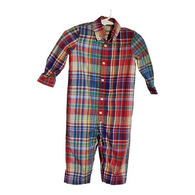 Ralph Lauren Coveralls Boys Months Plaid Collared Lined