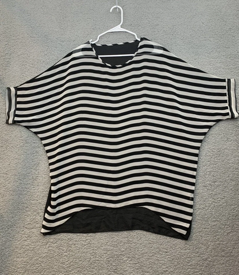 Kimono para mujer transparente natación encubrimiento playa rayas negras/beige talla única Foto 4 de 4