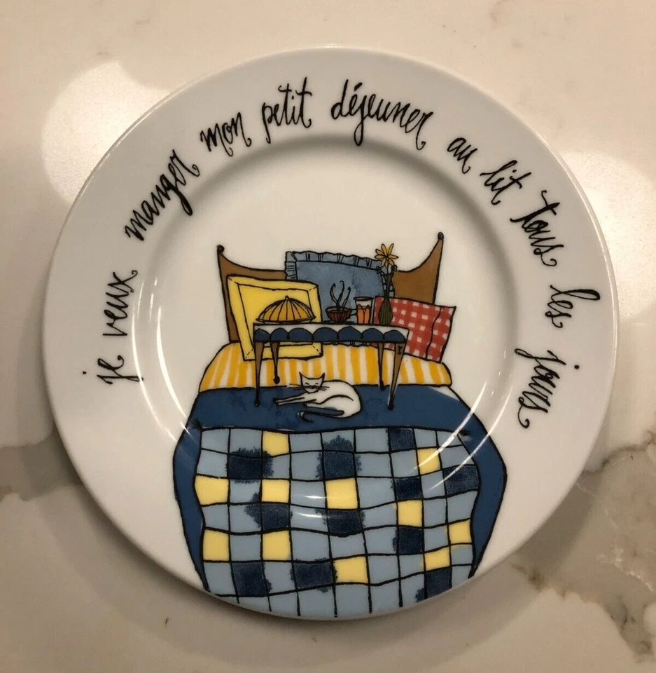 Platos de almuerzo o postre de ensalada de gato francés Pottery Barn 7 3/4 pulgadas - Juego de 3 Foto 2 de 4