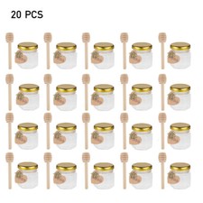 20 Pack Belle Vous Hexagonal Glass Honey Jars - 4.5 x 5cm Mini Pot with Lid UK