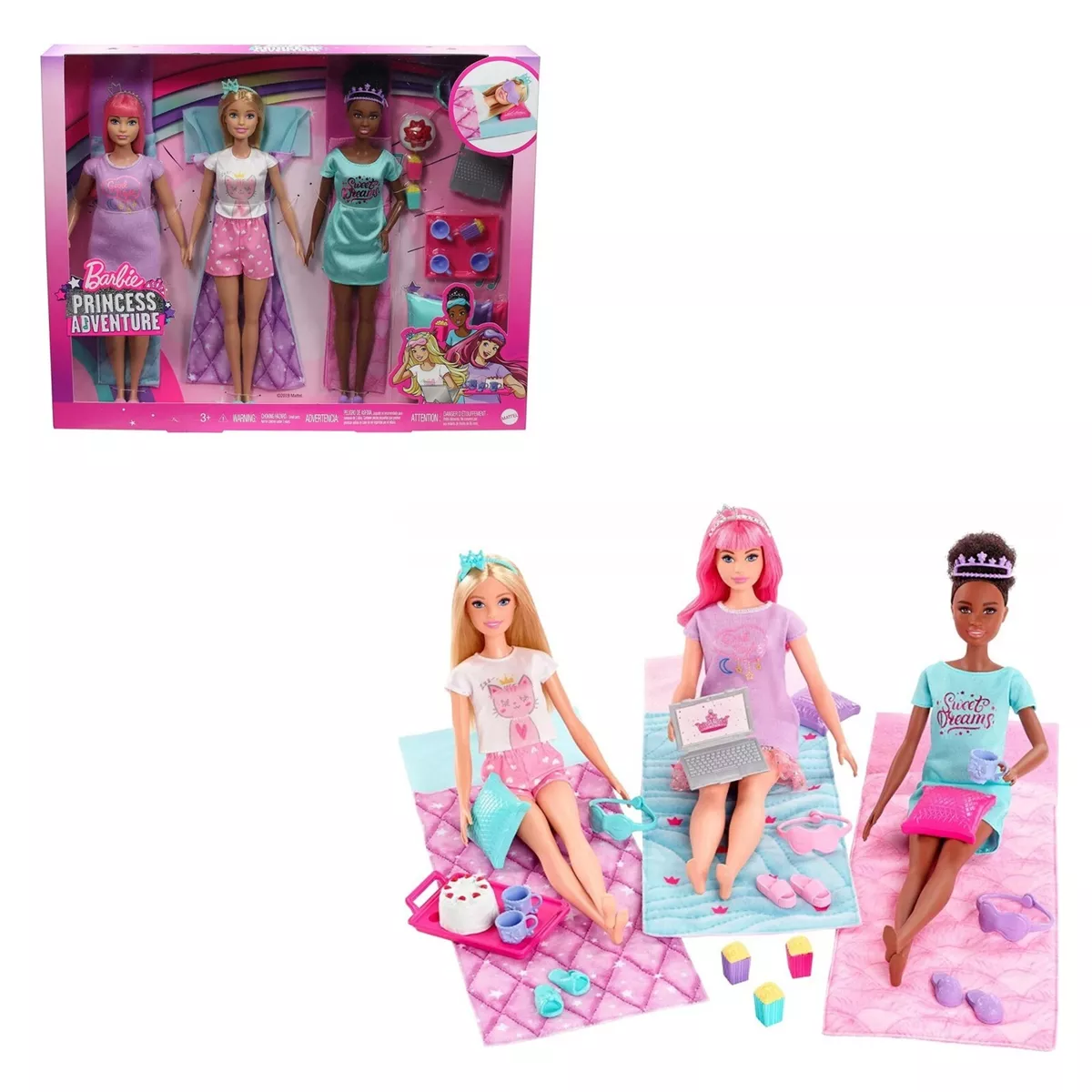 gioco bambola Barbie pigiama party con accessori giocattolo per bambina  mattel