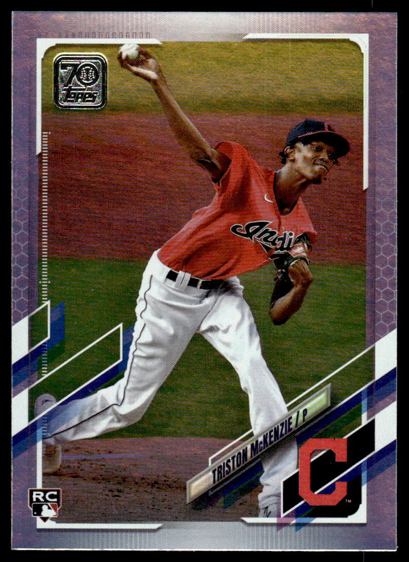 2021 Topps #319 Triston McKenzie RC Cleveland Indians Rainbow Foil Baseball