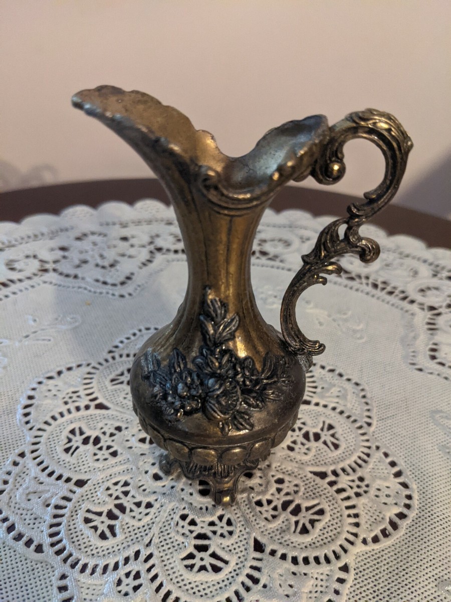 Italy 95-100 metal ornate footed handle flowers pedestal hand