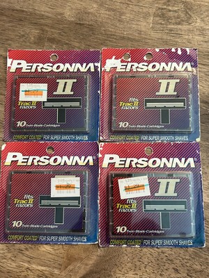 Lot Of 4 Vintage 1992 Personna 2 Razor Blades Twin Blade Cartridge Trac II 10pk