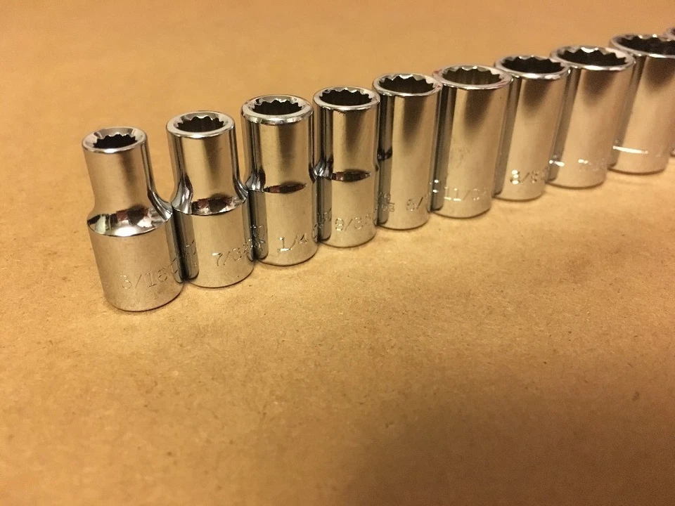 Craftsman 10pc 1/4 SAE 12pt Sockets Set Standard STD Point Drive Hand Tools - Image 2 of 4