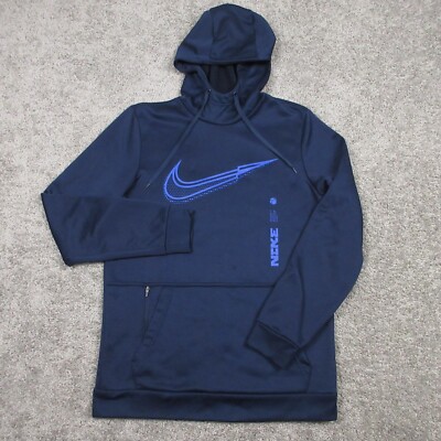 Nike Sweater Mens Small Blue Solid Hoodie Sweatshirt Pullover