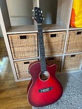 Stagg Electro Acoustic Guitar Sa35 Ace-tr - Red With Case