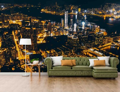 3D Cityscape Night Scene Self-adhesive Removable Wallpaper Murals 7
