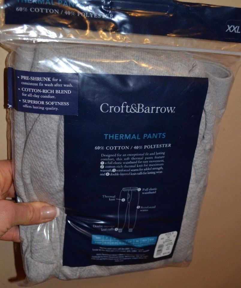 Croft & Barrow Ropa Interior Larga Pantalones Térmicos Capa Base Hombres Elige Talla y Color Foto 3 de 4