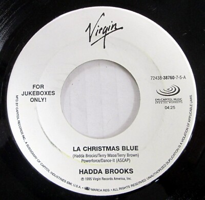 HADDA BROOKS 45 LA Christmas Blue / I'll Be Home For X-Mas VG++ on Virgin  Mc996