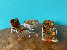 COOPHYA Mini Strandstuhl Puppenhaus - Faltbarer Miniatur Stuhl Gelb Grün Gestreift