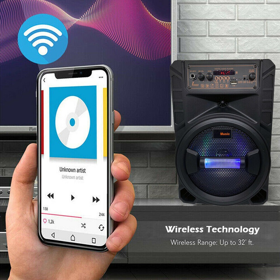3000W Portable Party Speaker With Heavy Bass & LED Lights – Bluetooth, FM, AUX, USB