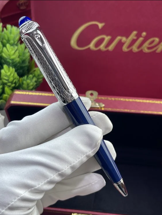 Cartier Iced Blue Guilloche Ballpoint Pen – Premium Collection