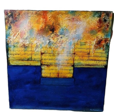 Original Mixed Media Oil Impasto Music Allegro Moderator 2 Signed K.A Tadder