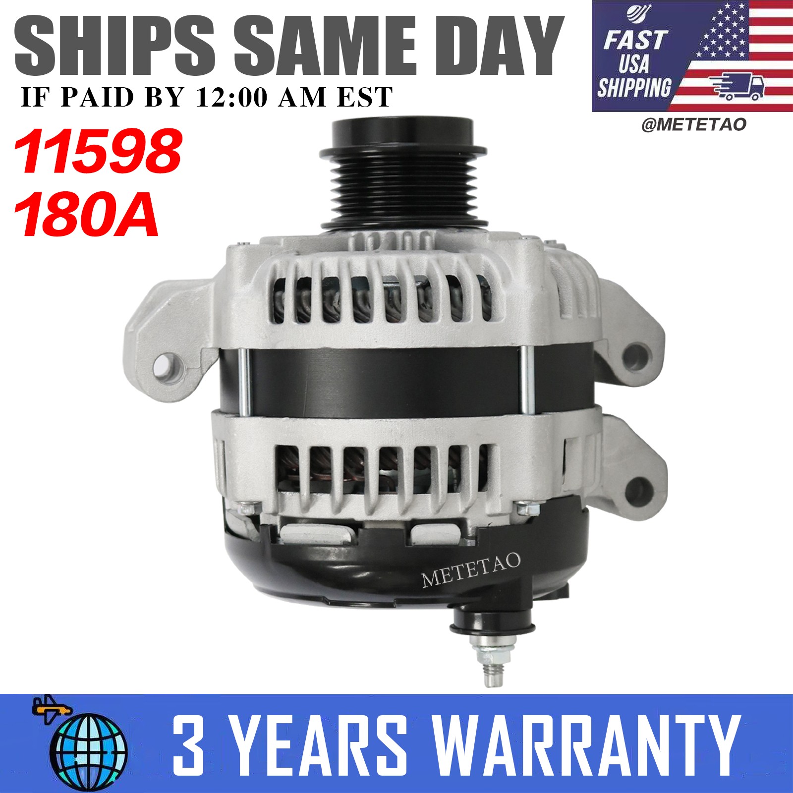 Alternator for 3.6L Chrysler 300 Dodge Charger 2011-2018 Challenger 15-18 11598