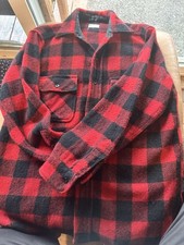   Vintage   Penney's Towncraft Flannel Shirt Red Plaid Long Sleeve Size M 1960s