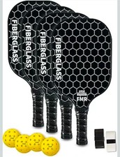 Pickleball Paddles Set of 2 with 4 Balls USAPA Approved Fiberglass Surface