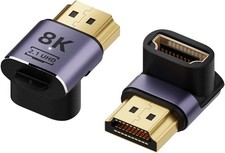 8K 60Hz HDMI Angled Adapter 2 Pack, Up and Down 90 270 Right Angle HDMI 2...