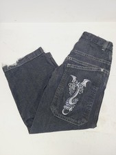 90  s Y2K JNCO Vintage Dragon Black Stitch Baggy Pipe Skate Jeans 32x30 RARE